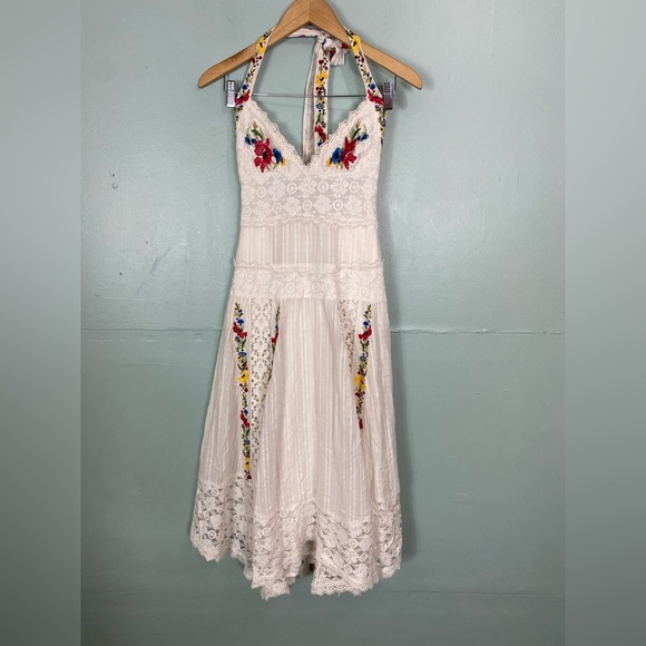 Free People Keila Midi Dress Embroidered Floral Lace XS - Picture 2 of 10